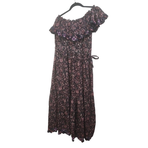 Free People What About Love Maxi Dress Printed One Shoulder Ruffle Belted XS - Picture 3 of 14